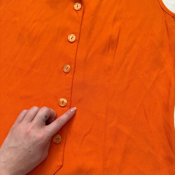Vintage 90s Petite Impressions Orange Button Front Vest Top, Size 6 - Picture 4 of 7